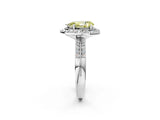 Silver Fancy Yellow Pear Cut Diamond Double Halo Ring with Split Shank and Four-Prong Setting_38