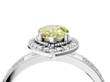 Silver Fancy Yellow Pear Cut Diamond Double Halo Ring with Split Shank and Four-Prong Setting_40