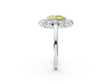 Silver Fancy Yellow Pear Cut Diamond Floral Double Halo Engagement Ring with Prong Setting_38