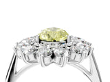Silver Fancy Yellow Pear Cut Diamond Floral Double Halo Engagement Ring with Prong Setting_40