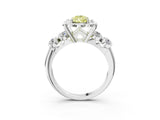 Silver Fancy Yellow Pear  Cut Diamond Floral Halo Engagement Ring with Shared Prong Setting 3