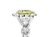 Silver Fancy Yellow Pear  Cut Diamond Floral Halo Engagement Ring with Shared Prong Setting 5