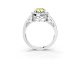 Silver Fancy Yellow Pear Cut Diamond Halo Ring with Split Shank and Bezel Accents and Prong Setting_9