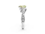 Silver Fancy Yellow Pear Cut Diamond  Halo Twist Band Solitaire Prong Setting Ring_14