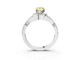 Silver Fancy Yellow Pear Cut Diamond  Halo Twist Band Solitaire Prong Setting Ring_15