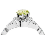 Silver Fancy Yellow Pear Cut Diamond  Halo Twist Band Solitaire Prong Setting Ring_16