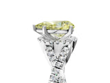 Silver Fancy Yellow Pear Cut Diamond  Halo Twist Band Solitaire Prong Setting Ring_17