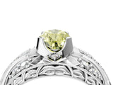 Silver Fancy Yellow Pear Cut Diamond Pave Art Deco Split Shank Ring with Four-Prong Setting_10