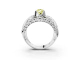 Silver Fancy Yellow Pear Cut Diamond Pave Art Deco Split Shank Ring with Four-Prong Setting_9