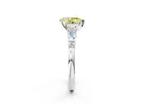 Silver Fancy Yellow Pear  Cut Diamond Ring with Baguette Side Stones, Channel Set Band, and Four-Prong Setting_14