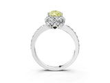 Silver Fancy Yellow Pear Cut Diamond Scalloped Halo Engagement Ring with Round Shared Prong Band_9