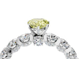 Silver Fancy Yellow Pear Cut Diamond Side Stone Engagement Ring with Four-Prong Setting_17