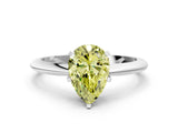 Silver Fancy Yellow Pear Cut Diamond Solitaire Engagement Ring with Classic Band and Four-Prong Setting_12