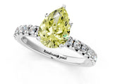 Silver Fancy Yellow Pear Cut Diamond Solitaire Pavé Engagement Ring with Round Band and Prong Setting_2