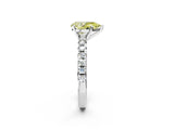 Silver Fancy Yellow Pear Cut Diamond Solitaire Pavé Engagement Ring with Round Band and Prong Setting_3