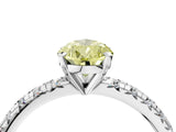Silver Fancy Yellow Pear Cut Diamond Solitaire Pavé Engagement Ring with Round Band and Prong Setting_5