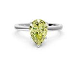 Silver Fancy Yellow Pear Cut Diamond Solitaire Ring with Classic Band and Four-Prong Setting_30