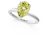 Silver Fancy Yellow Pear Cut Diamond Solitaire Ring with Classic Band and Four-Prong Setting_31