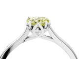 Silver Fancy Yellow Pear Cut Diamond Solitaire Ring with Flower Prong Setting and Classic Band_16