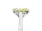 Silver Fancy Yellow Pear Cut Diamond Solitaire Ring with Flower Prong Setting and Classic Band_17