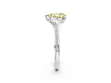 Silver Fancy Yellow Pear Cut Diamond Solitaire Ring with Pavé Band and Prong Setting_14