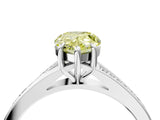 Silver Fancy Yellow Pear Cut Diamond Solitaire Ring with Pavé Band and Prong Setting_16