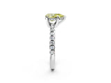 Silver Fancy Yellow Pear Cut Diamond Solitaire Ring with Round  Pavé Band and Four-Prong Setting_38