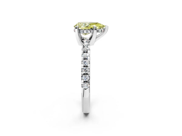 Sterling Silver Pear-Shaped Hidden Halo Engagement Ring Setting for Fancy Yellow Center - Design RJ-308