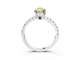 Silver Fancy Yellow Pear Cut Diamond Solitaire Ring with Round  Pavé Band and Four-Prong Setting_39