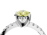 Silver Fancy Yellow Pear Cut Diamond Solitaire Ring with Round  Pavé Band and Four-Prong Setting_40