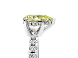 Silver Fancy Yellow Pear Cut Diamond Solitaire Ring with Round  Pavé Band and Four-Prong Setting_41