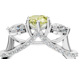 Silver Fancy Yellow Pear Cut Diamond Three-Stone Ring with Prong Setting and Pavé Band_16