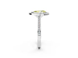 Silver Fancy Yellow Pear Cut Halo Bezel Diamond Pave Band Ring_8