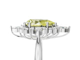 Silver Fancy Yellow Pear Cut Halo Diamond Cluster Ring with Marquise and Round Stones on a White Gold Band with Prong Setting_17