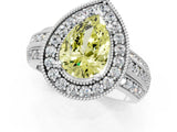 Silver Fancy Yellow Pear Cut Halo Diamond Engagement Ring with Pave Split Shank and Four-Prong Setting_37