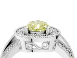 Silver Fancy Yellow Pear Cut Halo Diamond Engagement Ring with Pave Split Shank and Four-Prong Setting_40