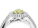 Silver Fancy Yellow Pear Cut Halo Diamond Ring with Beaded Split Shank and Four-Prong Setting_10