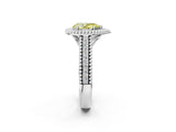 Silver Fancy Yellow Pear Cut Halo Diamond Ring with Beaded Split Shank and Four-Prong Setting_8