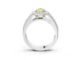 Silver Fancy Yellow Pear Cut Halo Diamond Ring with Beaded Split Shank and Four-Prong Setting_9