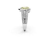 Silver Fancy Yellow Pear Cut Halo Diamond Split Shank Ring with Prong Setting_8