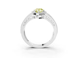 Silver Fancy Yellow Pear Cut Halo Diamond Split Shank Ring with Prong Setting_9
