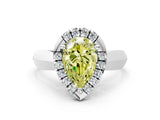 Silver Fancy Yellow Pear  Cut Halo Solitaire Engagement Ring with Square Band and Four-Prong Setting_12