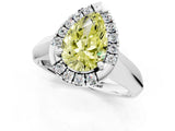 Silver Fancy Yellow Pear  Cut Halo Solitaire Engagement Ring with Square Band and Four-Prong Setting_13