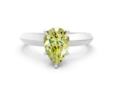 Silver Fancy Yellow Pear  Cut Solitaire Engagement Ring with Flat Band and Four-Prong Setting 1