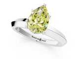 Silver Fancy Yellow Pear  Cut Solitaire Engagement Ring with Flat Band and Four-Prong Setting 2