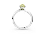 Silver Fancy Yellow Pear  Cut Solitaire Engagement Ring with Flat Band and Four-Prong Setting 4
