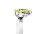 Silver Fancy Yellow Pear  Cut Solitaire Engagement Ring with Flat Band and Four-Prong Setting