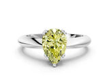 Silver Fancy Yellow Pear  Cut Solitaire Engagement Ring with Tapered Band and Four-Prong Setting 1