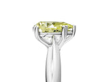 Silver Fancy Yellow Pear  Cut Solitaire Engagement Ring with Tapered Band and Four-Prong Setting