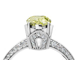 Silver Fancy Yellow Pear Cut Solitaire Split Shank Pave Diamond Engagement Ring with Four-Prong Setting_10
